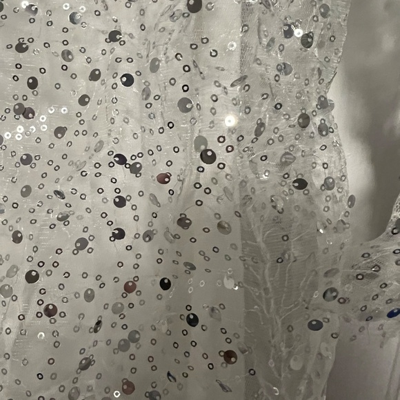 Sparkly white sequin dress w/ slip - sheer/mesh - Picture 4 of 5